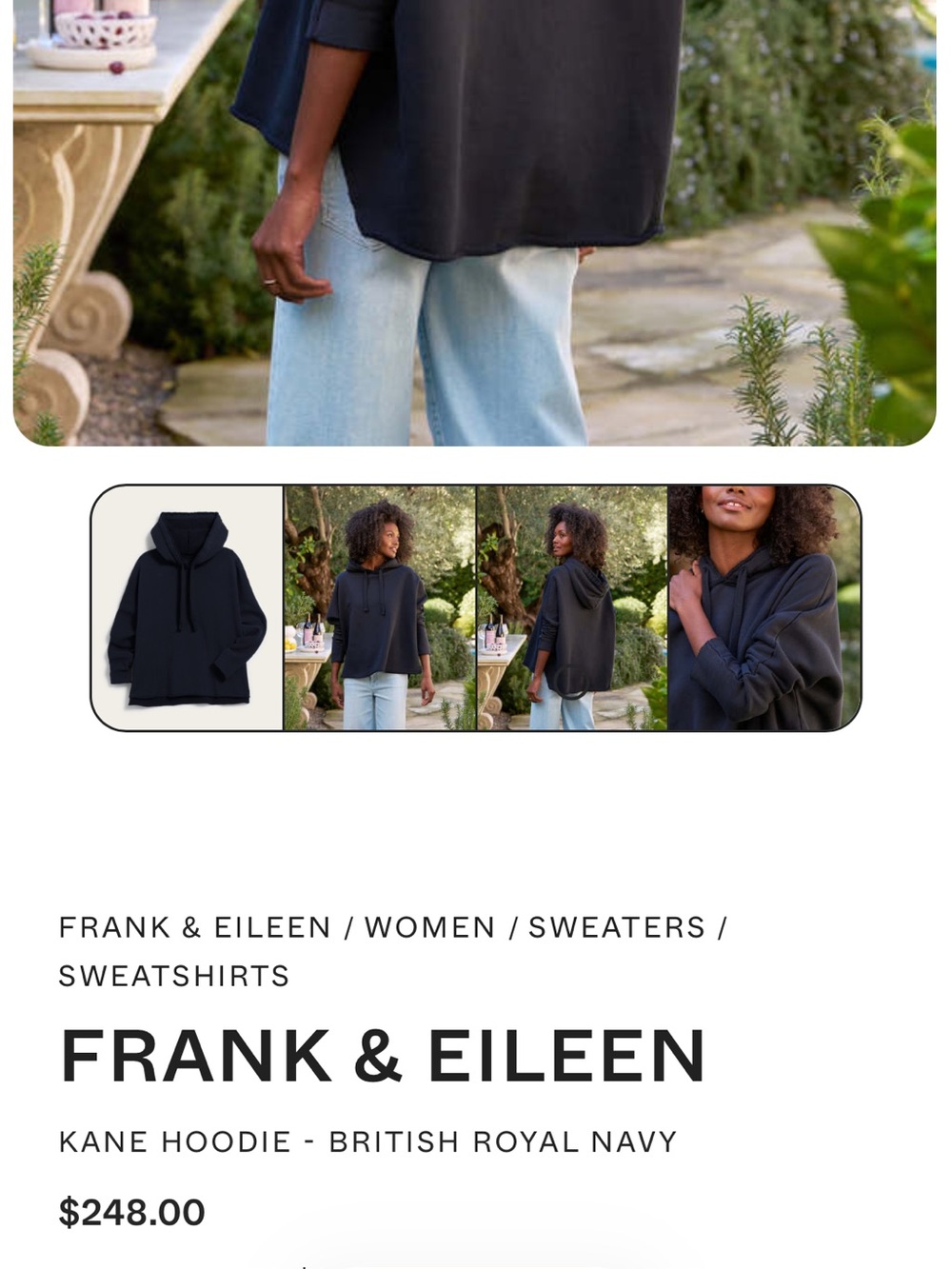 Frank & Eileen Tee Lab Kane Capelet Hoodie In Evergreen Size S LAB521TF - Picture 14 of 15